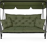 EDANTI Hollywoodschaukel Auflage Sitzauflagen Gartenmöbel Gartenkissen +2 kleine Kissen Sitzkissen Bankauflage Wasserdichtes Schaukelkissen Grün (180x60x50 cm)