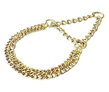 PSK PET MART Pet Fancy Choke Chain Gold Color 2 Layer Dog Choke Chain Martingale Collar -24 Inch Collar (Golden)