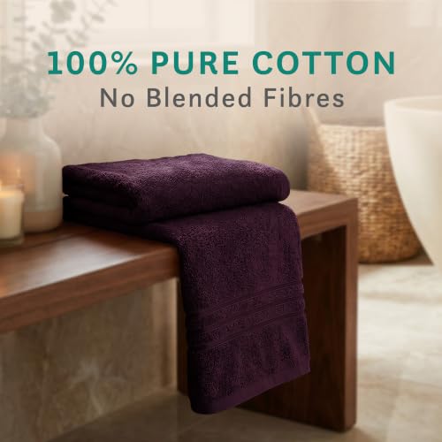 Image of MYTRIDENT Bath Towel | Comfort Living | Quick Drying | Travel Friendly | for Men /Women | 1 Piece Large Size | 100% Cotton 400 GSM | 70cms x 140cms - Black Currant