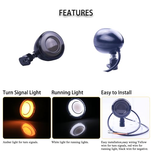 LIUJJYH Smoked Motorcycle Switchback Front LED Turn Signals with Relocation Kit Bullet Running Lights Compatible with Dyna Street Glide Softail Harley Sportster 883 1200 Touring Road King 1986-2024 by LIUJJYH - Image 3