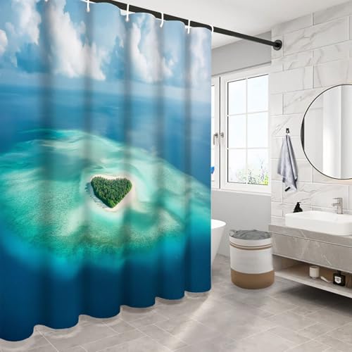 Rideau de douche 180x180 cm tropical turquoise en polyester imperméable - 4