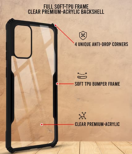 Image of Jkobi Back Cover Case for Samsung Galaxy A52 | A52 5G | A52s 5G (Crystal Glass Back | Camera Protection | Shockproof Bumpers | Professional Black)