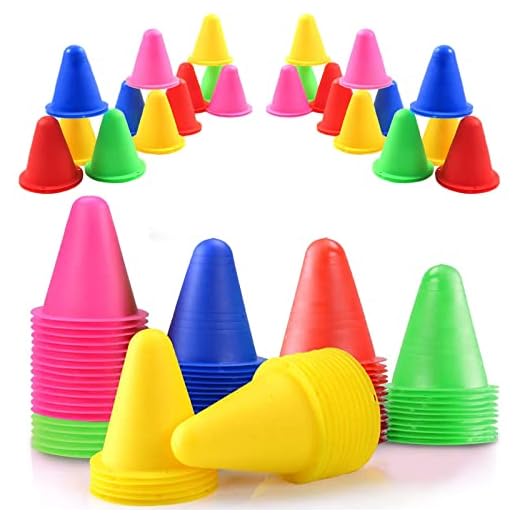 Mein HERZ 8 cm de Cono de Tráfico Plástico para Entrenamiento, Conos de Tráfico Slalom Patines Roller Skating Pila Obstáculo para Educación Física y Entrenamiento Deportivo 【50 Piezas, 5 Colores】