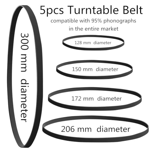 Image of 5 Pcs Different Specifications Turntable Belt Compatible with Technics SL-200, ATLP120, (5 Pcs Different Turntable Belt)