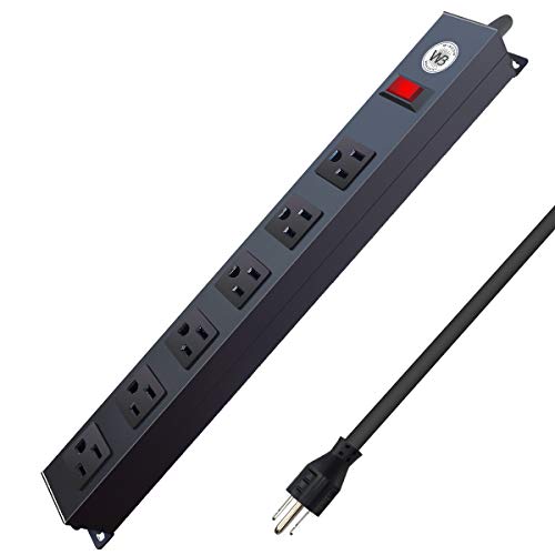 6-Outlet Metal Power Strip, 6ft Long Extension Cord Heavy Duty Surge Protector
