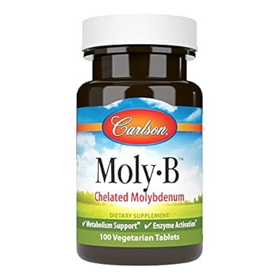 Carlson - Moly-B, Chelated Molybdenum, Metabolism Support, Enzyme Activation, 100 Vegetarian Tablets