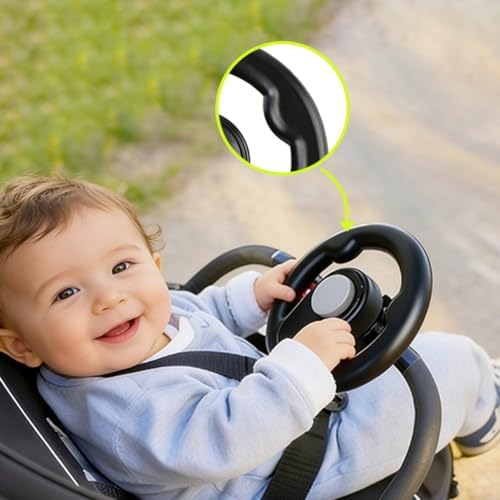 iHMeiju Stroller Steering Wheel Toy, Plastic Steering Wheel for Stroller Shopping Carts Cart Universal Detachable Simulated Driving Experience for Bumper, Racing, Rocking, Infant Car. - 3