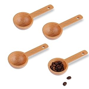 AIEX 4 Stück Kaffeelöffel Holz Kaffeedosierlöffel