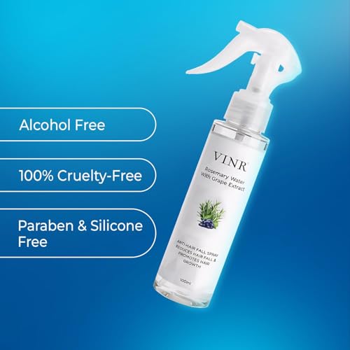 Image of VINR Rosemary Hair Spray for Hair Growth & Thickness | Infused With Vitis Vinifera | Enriched with Rice Water & Rosemary Water & Mint Scalp Strengthening | Hair Mist | Controls Hairfall, Adds Softness Pack of 5 (500 ml)