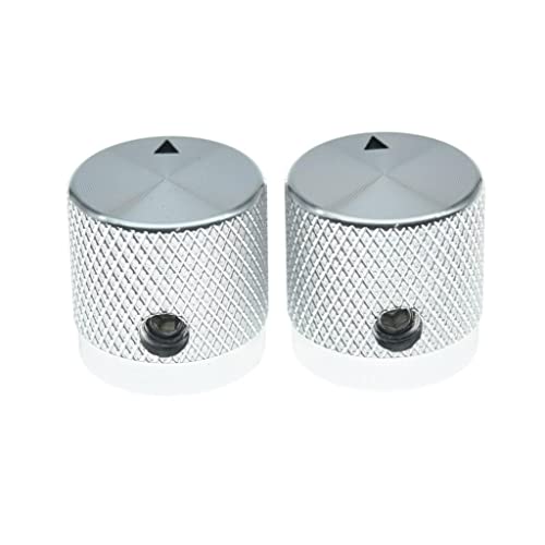 4-Pack Set Screw Style 43/64"(17Mm) Diam. Aluminium Potentiometer Knobs 1/4" Universal Pot Control Knobs For Guitar/Bass/Efffect Pedal Silver With Indicator #TOP2