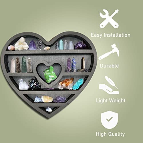 Wooden Moon Shelf, Durable Pine Floating Shelves Engraved Moon Design Shelf For Crystal Essential Oil Display Home Decor-Heart05 #TOP2