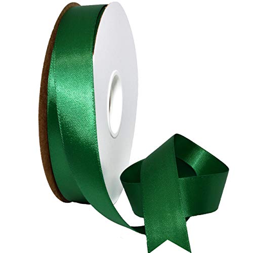 Image of Morex Ribbon 088 Double Face Satin Ribbon, 7 /8 Inch by 50 Yards, Forest Green