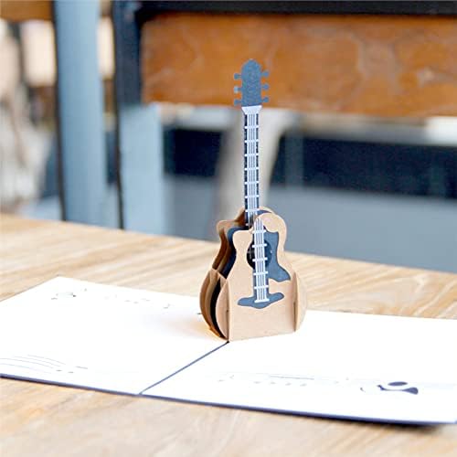 Paperpopup Guitar Design 3D Pop Up Card Greeting Card Birthday Card Guitar Gift Music Gift For Guitarist Musician (Black)