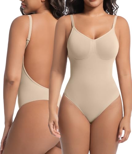 Image of Backless Thong Shapewear for Women with Tummy Control, Seamless Sculpting Bodysuit for Workouts and Daily Wear
