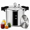 23-25qt+ Aluminum Pressure Cooker, Extra Large Capacity for Commercial & Home Use,Pressure Canners for Canning，Multi-Stove Compatible Bulk Food Preparation,Presto 23 quart pressure canner