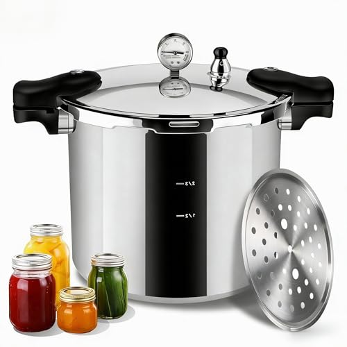 Image of 23-25qt+ Aluminum Pressure Cooker, Extra Large Capacity for Commercial & Home Use,Pressure Canners for Canning，Multi-Stove Compatible Bulk Food Preparation,Presto 23 quart pressure canner