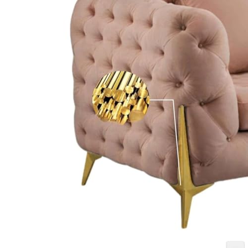 Image of Chesterfield Velvet Upholstery 3-Seater with Armchair and Footrest, Design in 3+1+Footrest Sofa for Living Room, Bedroom, Hallways (Ashrose)