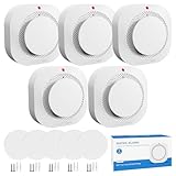 WARROXIDE Smoke Detectors for Home,Photoelectric Wireless Fire Alarms Replaceable Battery Powered,Portable Smoke Alarm with Test/Mute Button,Attic Smoke Detector,5 Pcs