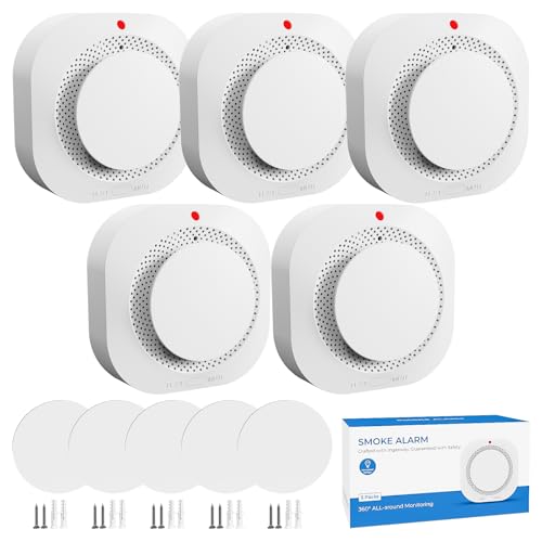 Wireless Smoke Detectors with Test Button (5 Pack)