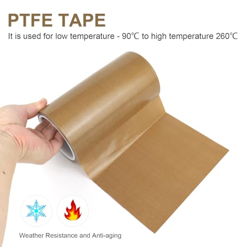 Image of BOMEI PACK PTFE Glass Cloth Tape, 1 Pack 7 inchx 33 ft High Temperature PTFE Tape Abrasion Resistant Surface Protection for Vacuum Sealer Machine, Hand Impulse Sealers Insulation Coated