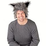 JIAHG Halloween Werewolf Wolf Claw Costume Accessory Set Plush Faux Fur Animal Ear Hooded Cap Warm Paws Half-Finger Hairy Gloves