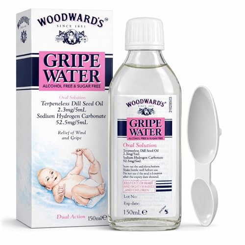 Image of Woodwards Gripe Water 150ML Baby Colic Relief Oral Solution, Infant Gas & Wind Support, Alcohol Free Sugar Free Formula with Dill Seed Oil, Soothing Digestive Comfort for Babies