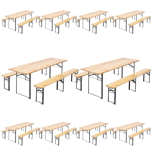 Set de cervecería mesa y banco 220 cm – Lote de 10