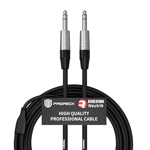 Cable de audio TRS 1/4 PRORECK 30 pies para sonido en vivo con conectores Rean de 20 AWG