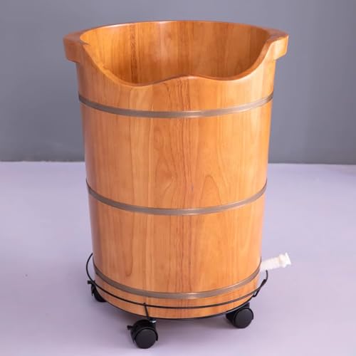Bañera para pies de madera maciza con tapa y válvula miniatura 3