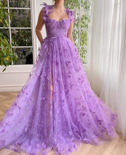 YUAOHUANG Corset Long Tulle Prom Dresses Butterfly Prom Dress for Women Lace Applique Fairy Ball Gown Butterfly Gowns2