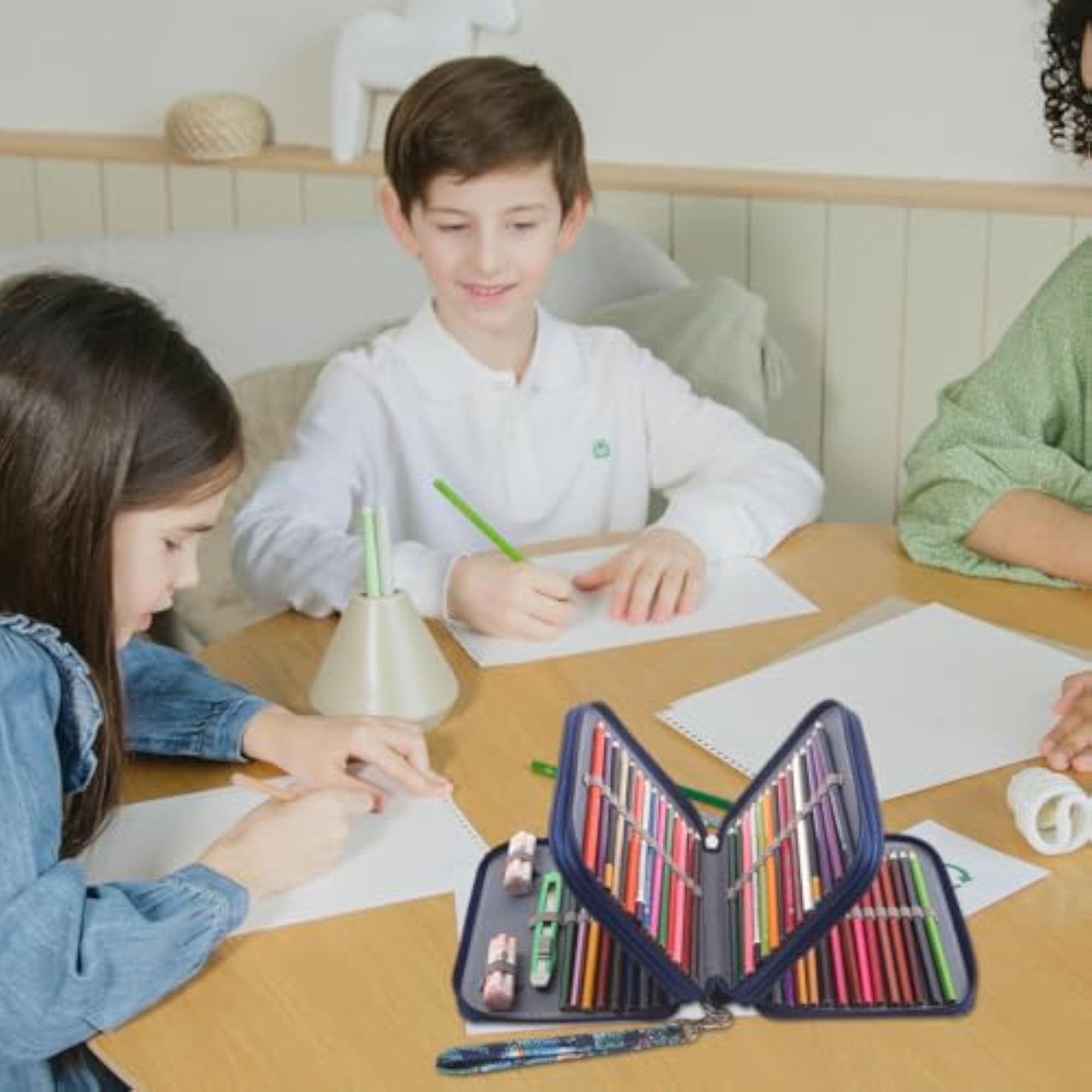 Large Pencil Case with 78 Elastic Loops, 6.3×7.87×2.36in
