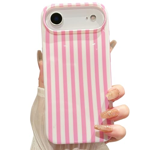 Jmltech for iPhone 17 Air Case Trendy Aesthetic Striped Phone Cute Women Girly Ultra Slim Thin Fashion Soft TPU Shockproof Protective Cases for iPhone 17 Air Pink Stripes