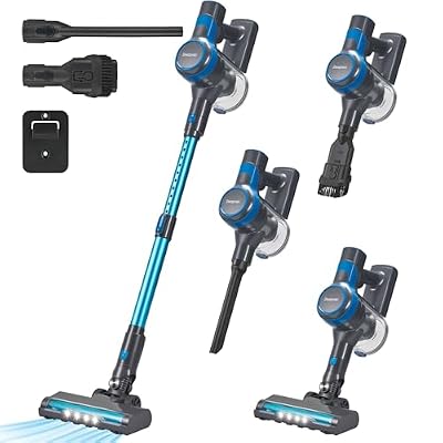 Deepvac 250W 25KPa Suction Cordless Vacuum Cleaner, 6-in-1 Lightweight Stick Vacuum with LED Display, 45 Mins Runtime for Hard Floor, Carpet, Pet Hair, Car Cleaning