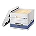 Bankers Box 0078907 Stor/File Med-Duty Letter/Legal Storage Boxes, Locking Lid, White/Blue, 4/Carton