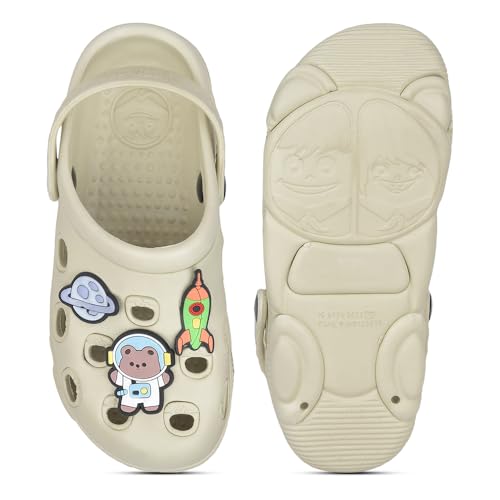 Image of Liberty Lucy&Luke LPMXT-K834 Kids Clogs for Boys & Girls - Beige, Blue & Green | Lightweight Slip-On Clogs | Durable & Soft EVA Sole | Comfortable & Breathable Sandals for Walking - Cushioned Footbed