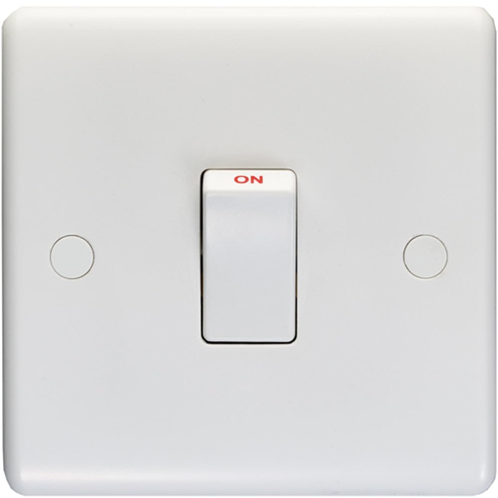 Loops White 1 Gang Single 20A Dp Switch - Plastic Wall Plate Outlet Kitchen Appliance - Decorative Appliance Switch Wall Plate