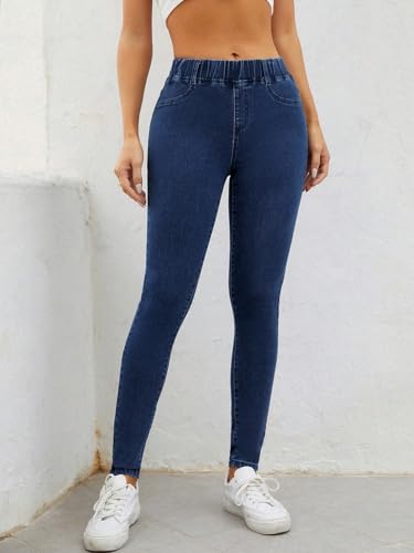 Image of Shasmi Women's Light Blue High Waist Skinny Jeans Stretch Denim Jeggings for Women | Elastic Waist Slim Fit Jeans | Casual Pocket Skinny Denim Pants (Jeans 240