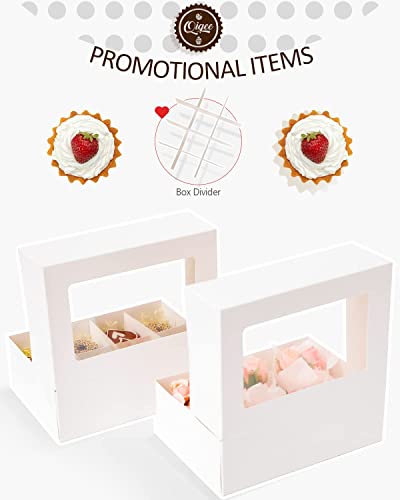 Qiqee White 6 Cupcake Boxes With Window 30 Packs Cupcake Box 9"X6.1"X3.3" Bakery Boxes For Cupcakes Carrier, Cupcake Containers #TOP3