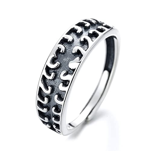 Bague en argent 925 motif floral vintage anneau réglable femme pour le quotidien