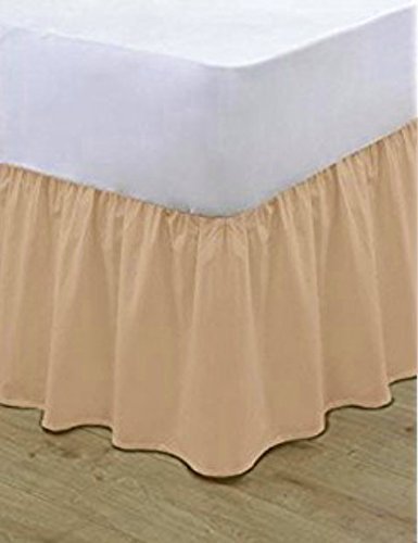 Gold Star Bedding Plain Dyed Poly Cotton Soft Frilled Base Valance Sheets Bed Sheets Covers (Latte, Double)