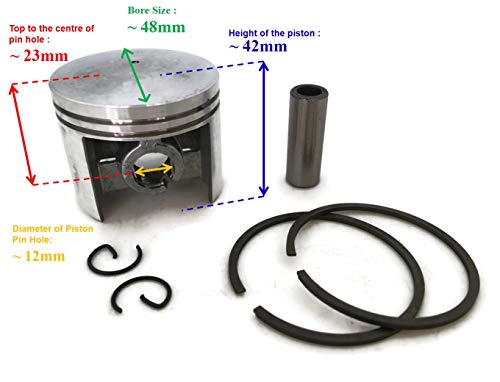 Bagues de piston 48 mm anti perte de puissance pour tronçonneuse STIHL 038 - 2