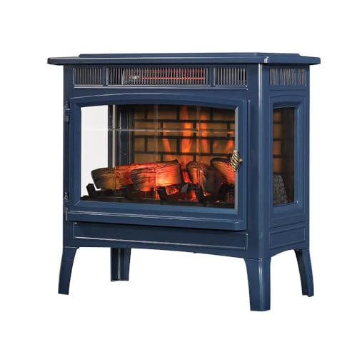 duraflame Freestanding Electric Fireplace Stove Heater with 3D Flame Effect for 1,000 Sq. Ft. Room, Navy - Image 14