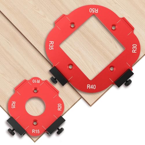 2pcs Woodworking Router Corner Radius Template, Aluminum Alloy Router Corner Jigs and Templates for Woodworking, Arc Cutting Auxiliary Tool DIY Template R10/R15/R20/R25/R30/R35/R40/R50