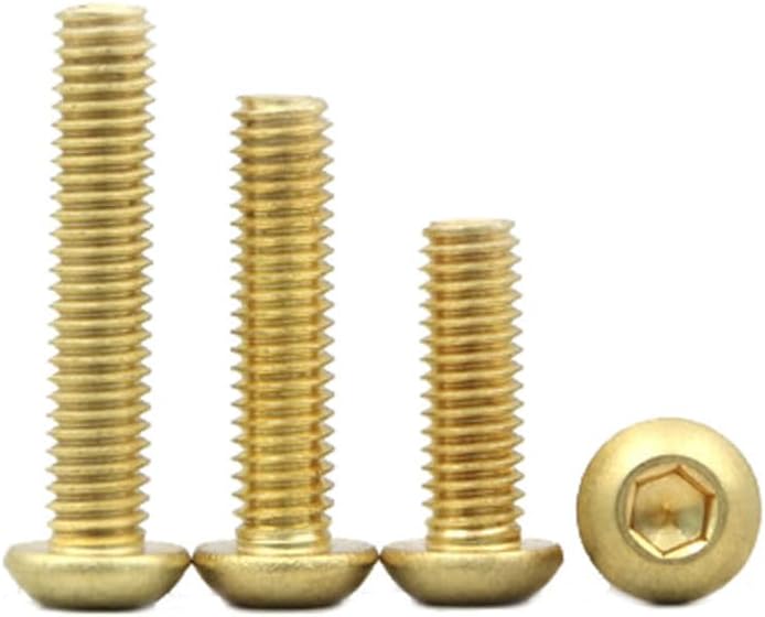 5pcs M3 Allen screws inner hexagon H65 brass half round head screw machine nail bolts 4.8 grade 6mm-12mm length - (Size: M3x10mm)