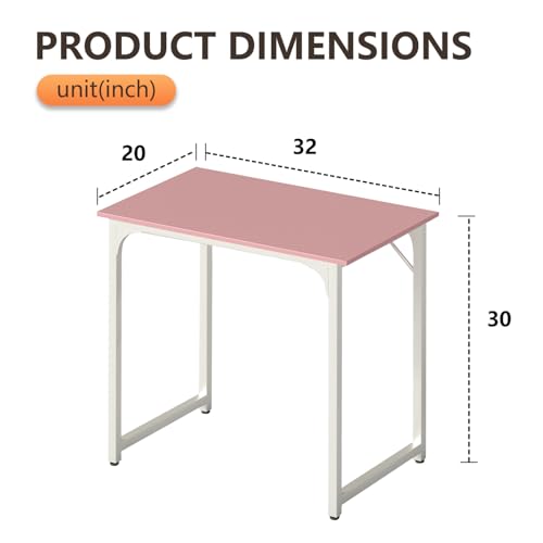 Image of BestOffice Computer Desk,Home Office Desk, Modern Simple Style for Home Office Study Writing (Pink, 32 Inch)