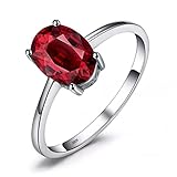 Material: Edelstein / 92 BAJIE Ehering Ovaler Granatring 925 Sterling Silber Ring Damen Silber 925 Edelstein Engag