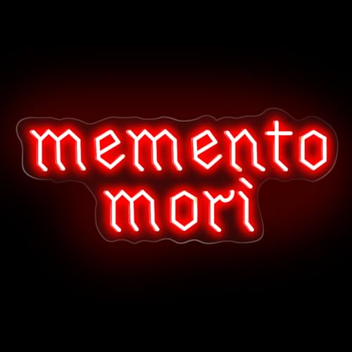 Image of Memento Mori Neon Sign, Red Stoic Wall Art, Gothic LED Light, Creepy Halloween Decor, Gothic Decoration, Satanic Witch Decor, 16.5 inchx6.7 inch