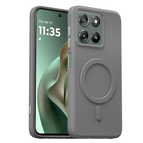 Image of Outlouders Back Cover for Motorola Moto G67 Power 5G / G57 Power 5G | Soft Matte Silicone | Magnetic-Safe Logo Design (Magnetic-Safe Not Compatible) | Shockproof Protection Bumper Case (Grey)