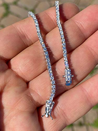 Harlembling Real Solid 925 Sterling Silver 2Mm Cz Tennis Bracelet - 6-8.5" Iced Diamond One Row Bracelet - Thin & Great For Classy Everyday Look (7) #TOP6