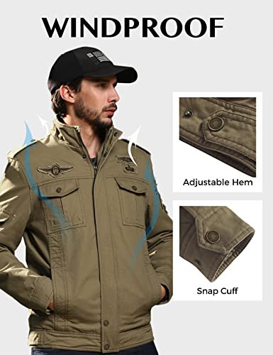 Image of WenVen Men's Military Jacket Fleece Lined Winter Puffer Coat Cotton Windbreaker Parka